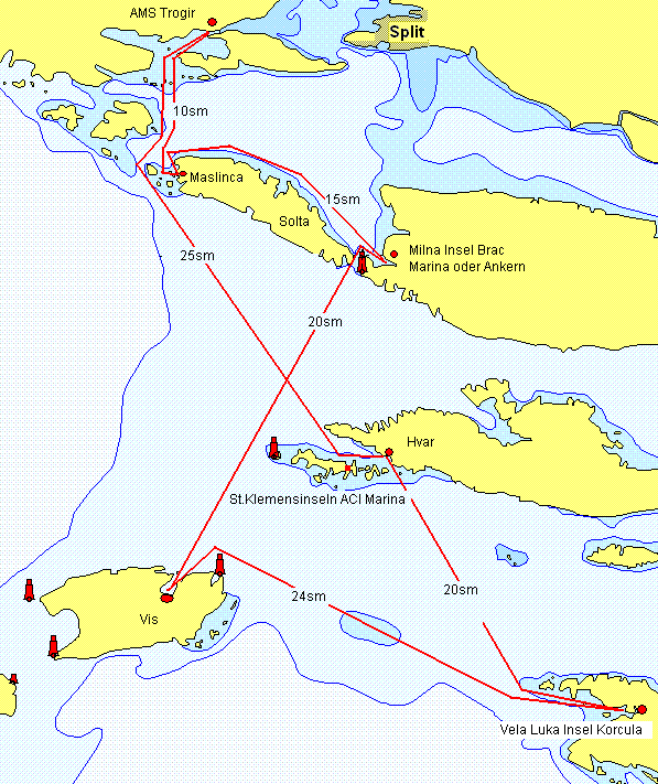 Trogir Vela Luka Korcula Karte