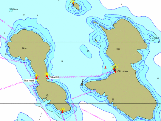 Inseln Olib und Silba Karte